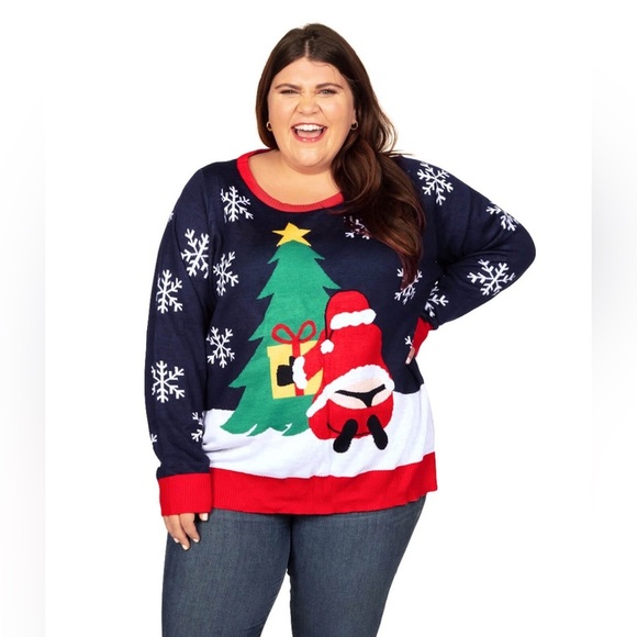 Tipsy Elves WOMEN'S WINTER WHALE TAIL PLUS SIZE UGLY CHRISTMAS SWEATER |NEW/NWOT - Picture 1 of 7